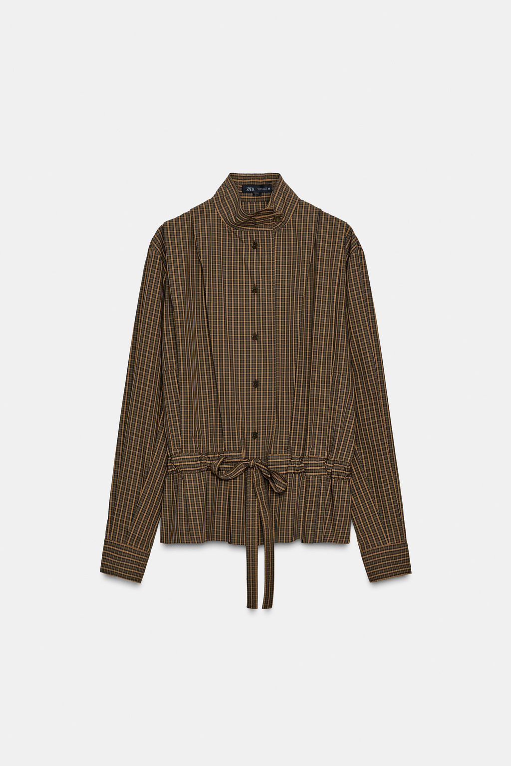 CHECK COTTON SHIRT WITH BOW ZW COLLECTION - Zara фото 4