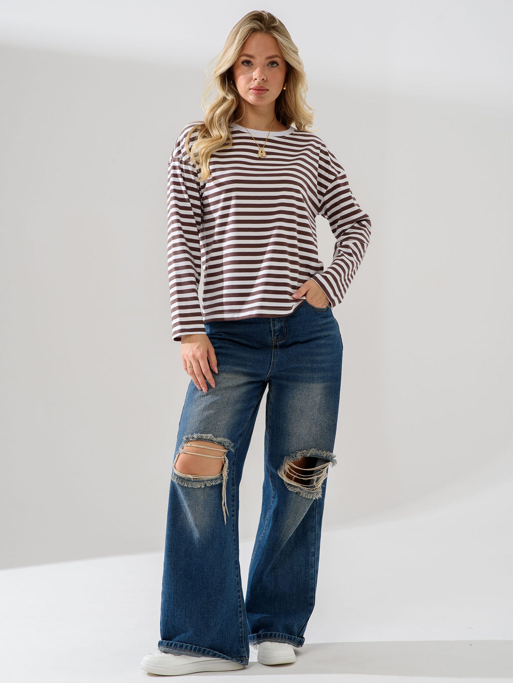 Лонгслив тельняшка 100% хлопок - Оптима фото 2