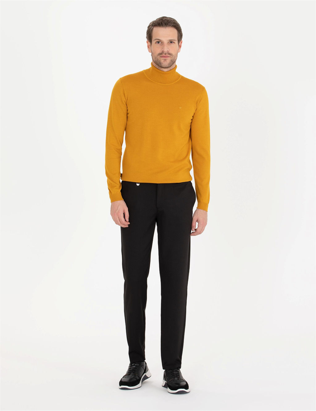 Safran Slim Fit Bal_k__ Yaka Y_n Kar___ml_ Basic Triko Kazak - Pierre cardin фото 3