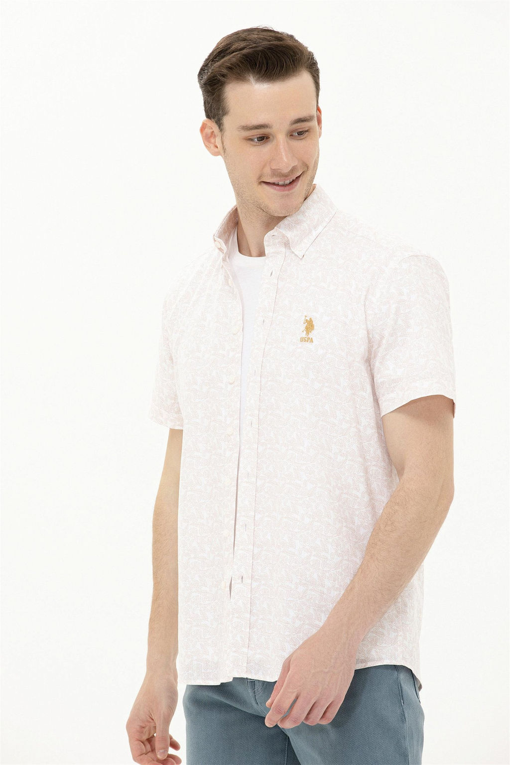 Мужская рубашка Camel с коротким рукавом - U.s. polo assn фото 10