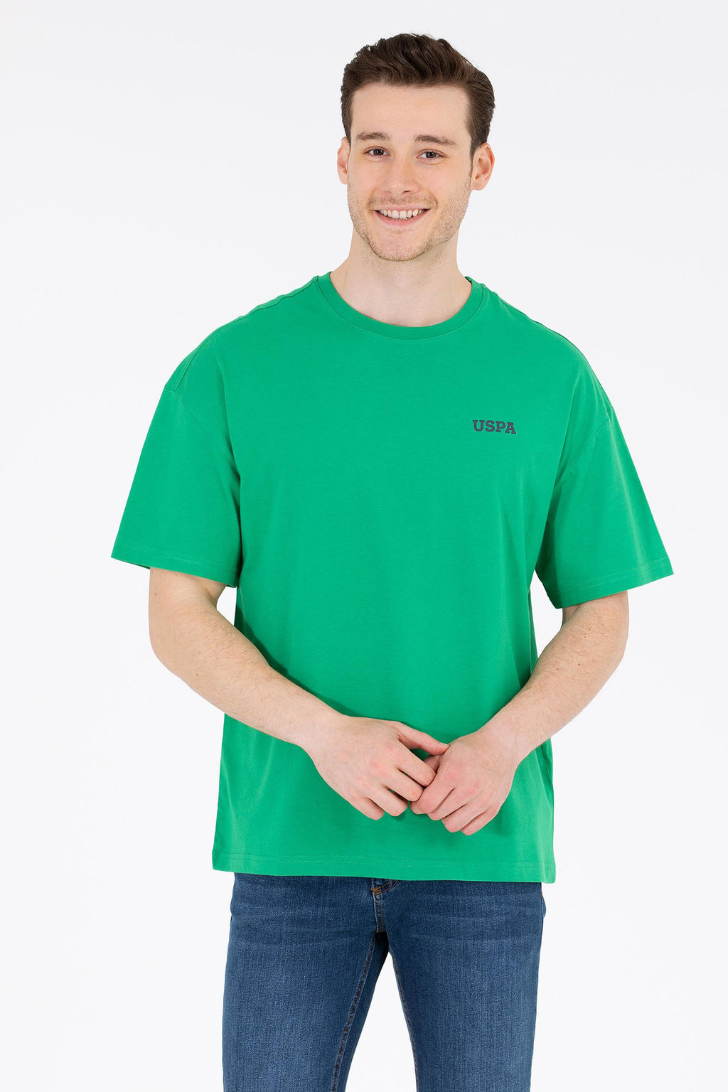 Erkek Ye_il Oversize Bisiklet Yaka Ti__rt