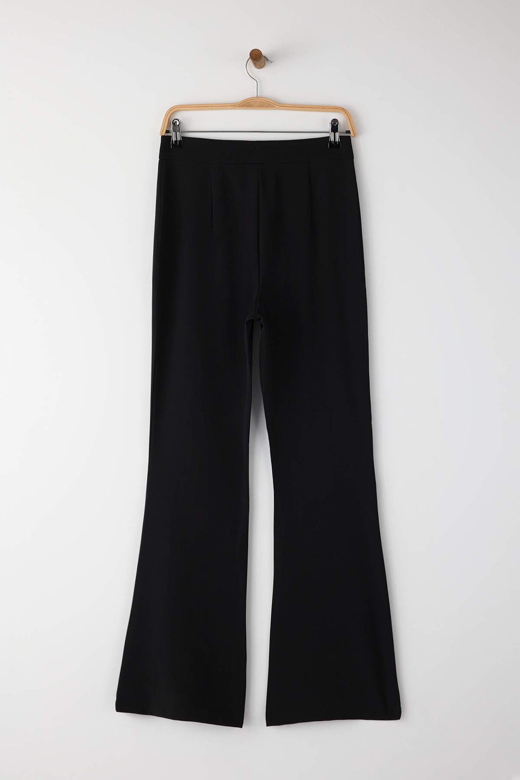 Siyah Flare Ispanyol Paca Bootcut Dokuma Pantolon TOFAW19BB0581