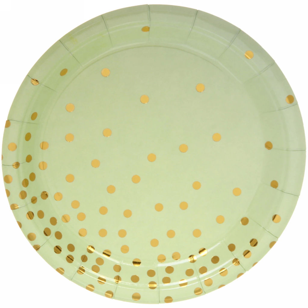 Цена за 3 шт. Тарелка бумажная 18 см в наборе 10 шт "Конфетти" салатовая