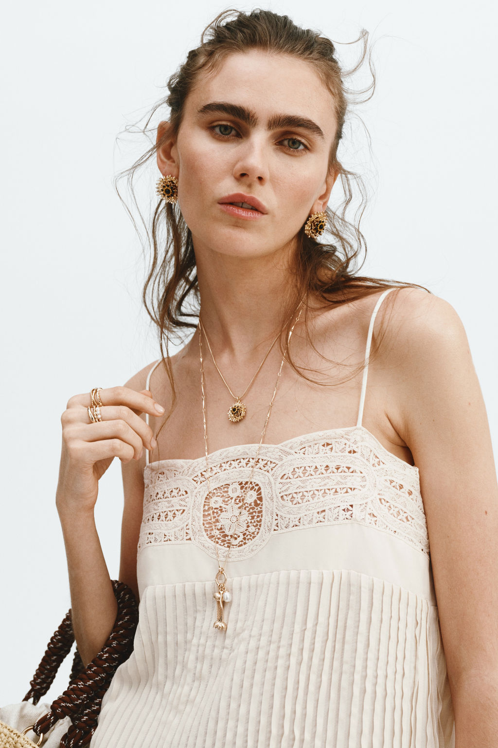 Vestido con jaretas y panel de encaje - H&m фото 3