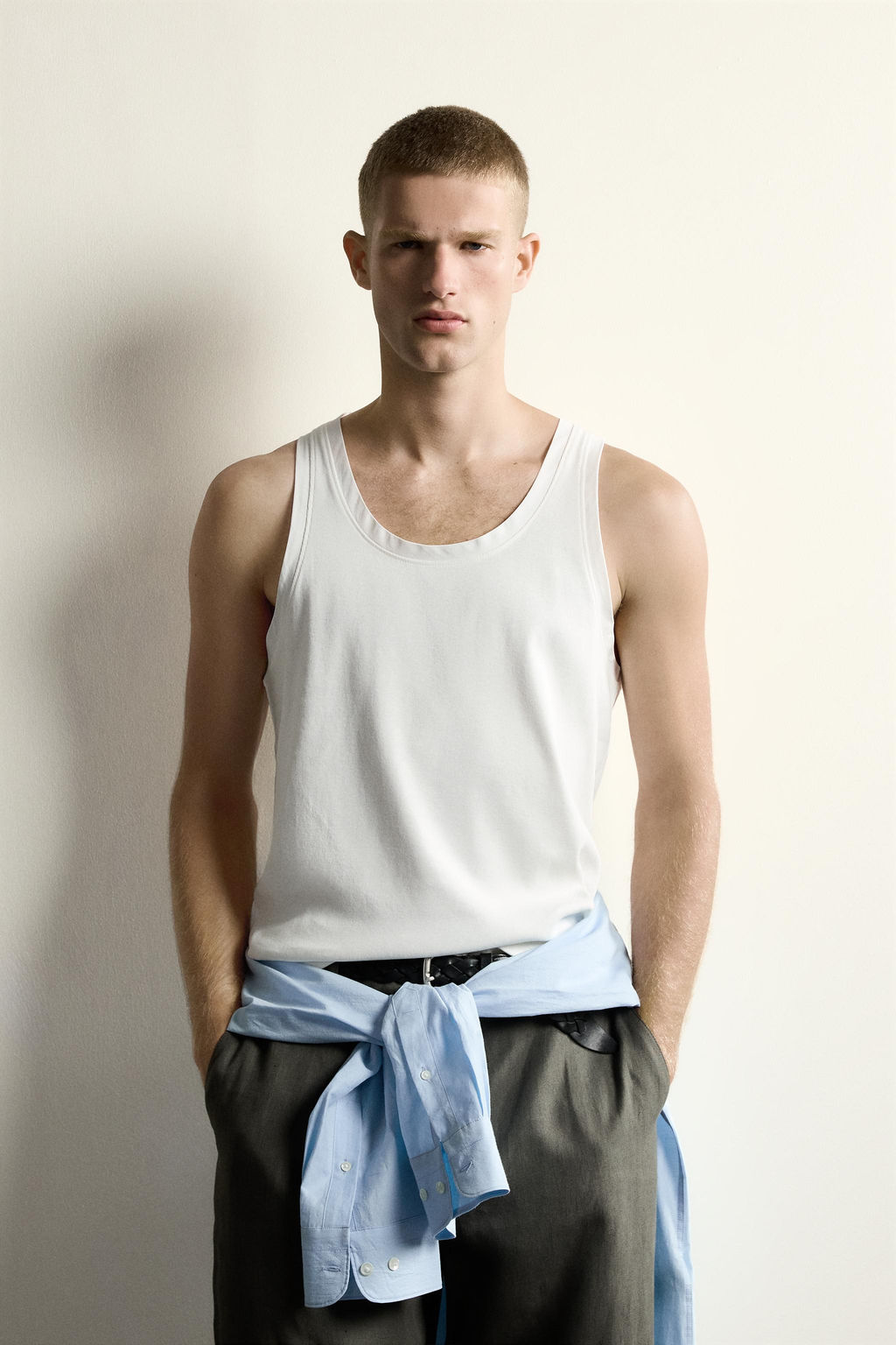 CAMISETA TANK RIB VIVO COMBINADO / Blanco - Zara фото 2