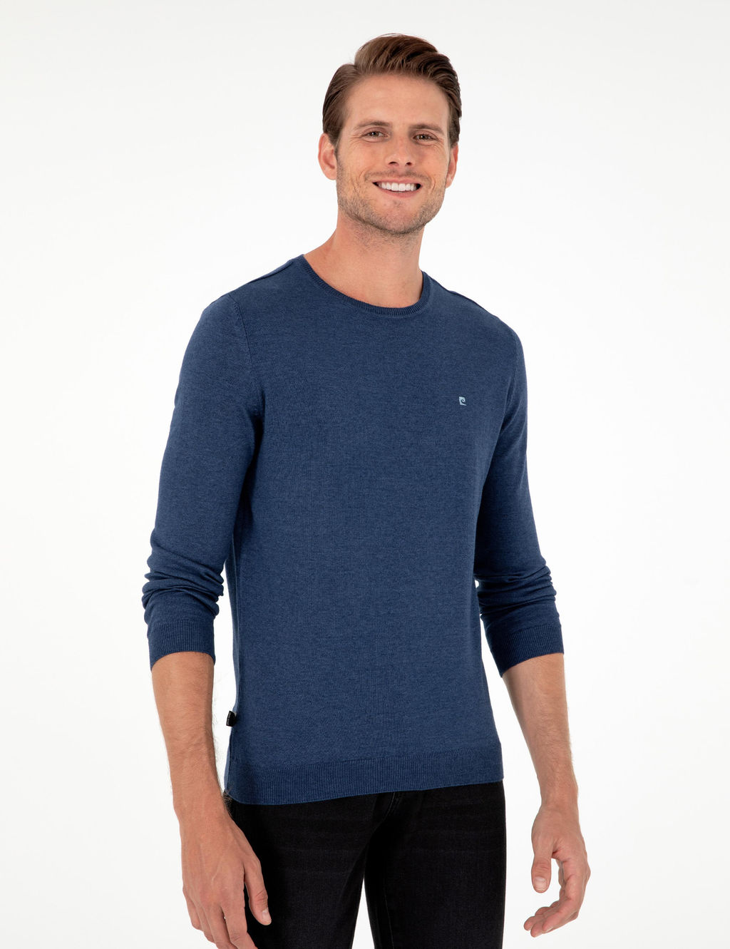 _ndigo Melanj Slim Fit Bisiklet Yaka Basic Triko Kazak - Pierre cardin фото 3