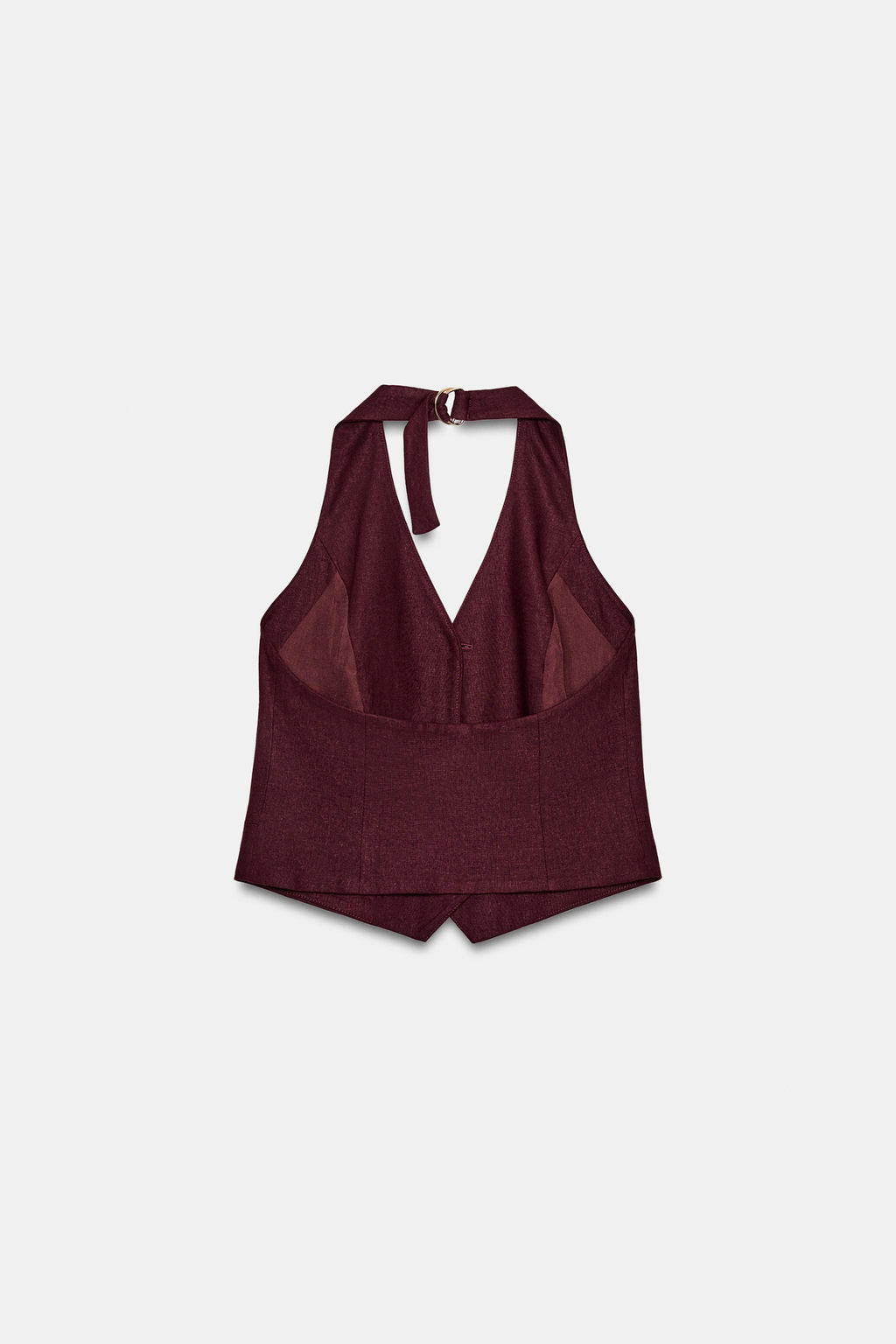 CHALECO HALTER CON LINO / Burgundy - Zara фото 7
