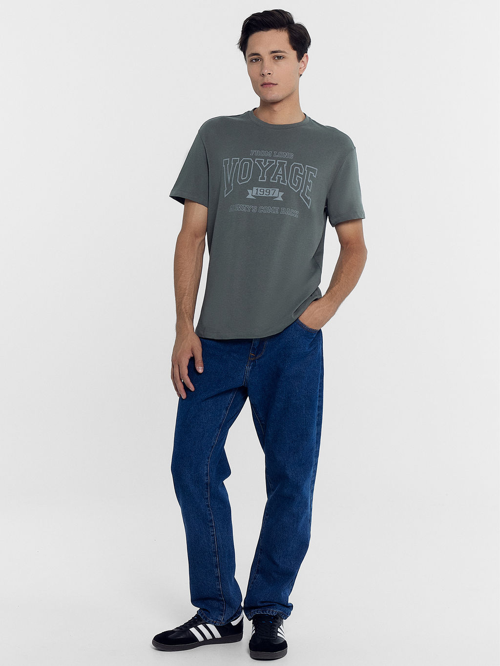 Футболка мужская серая с печатью камень +печать 111742-1 - Mark formelle фото 2