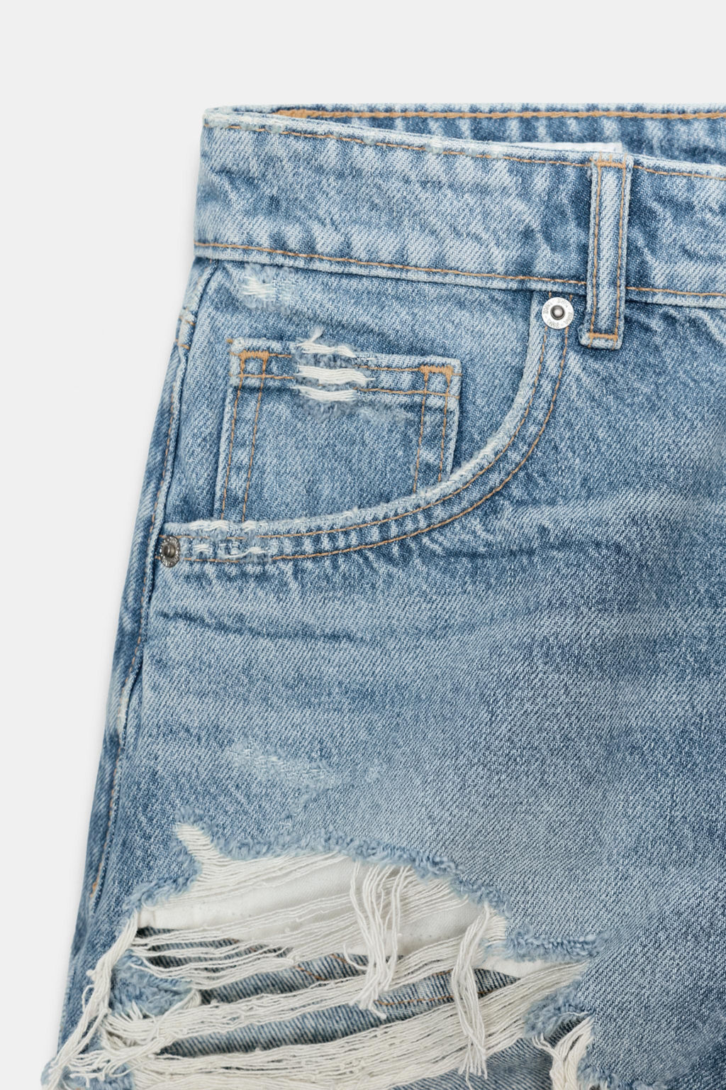 HIGH-WAIST CURVED DENIM SHORTS - Zara фото 17