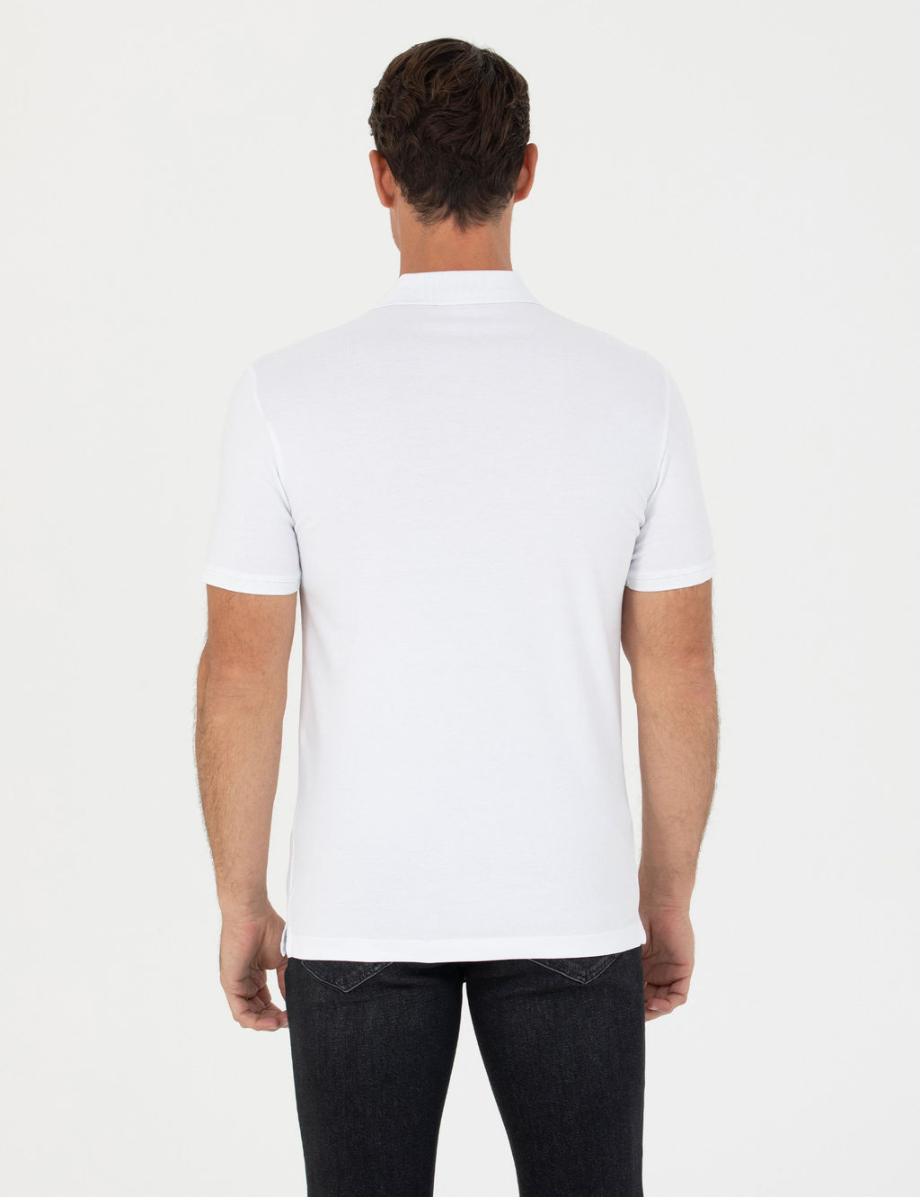 Beyaz Slim Fit Polo Yaka T-Shirt