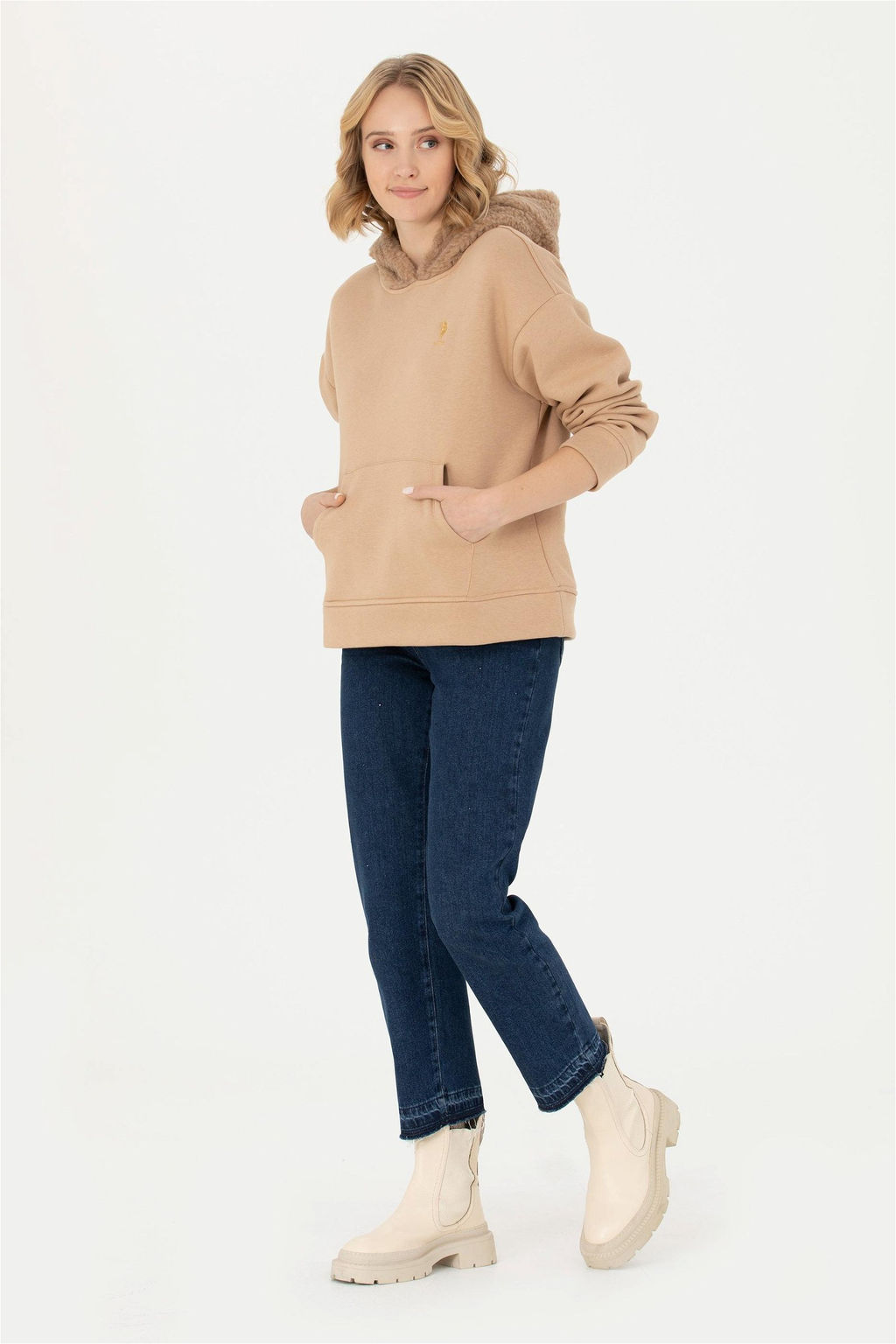 U. S. Polo Assn Женская толстовка с капюшоном песочного цвета - U.s. polo assn фото 11