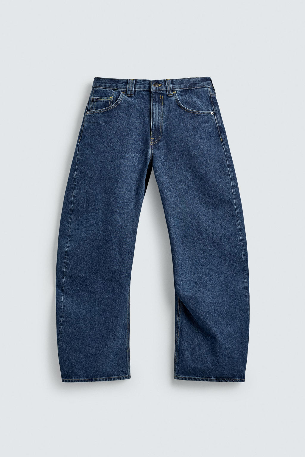 JEANS BARREL FIT COSTURA GIRADA / Azul - Zara фото 8