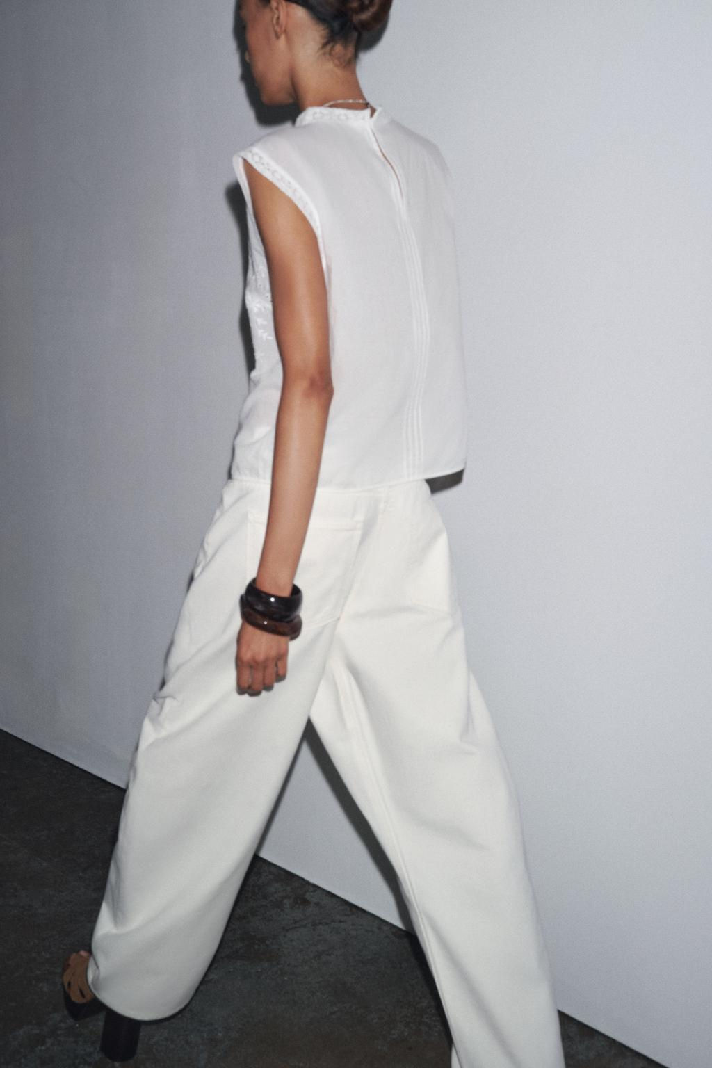 ZW COLLECTION LADDER STITCH SLEEVELESS BLOUSE - Zara фото 3