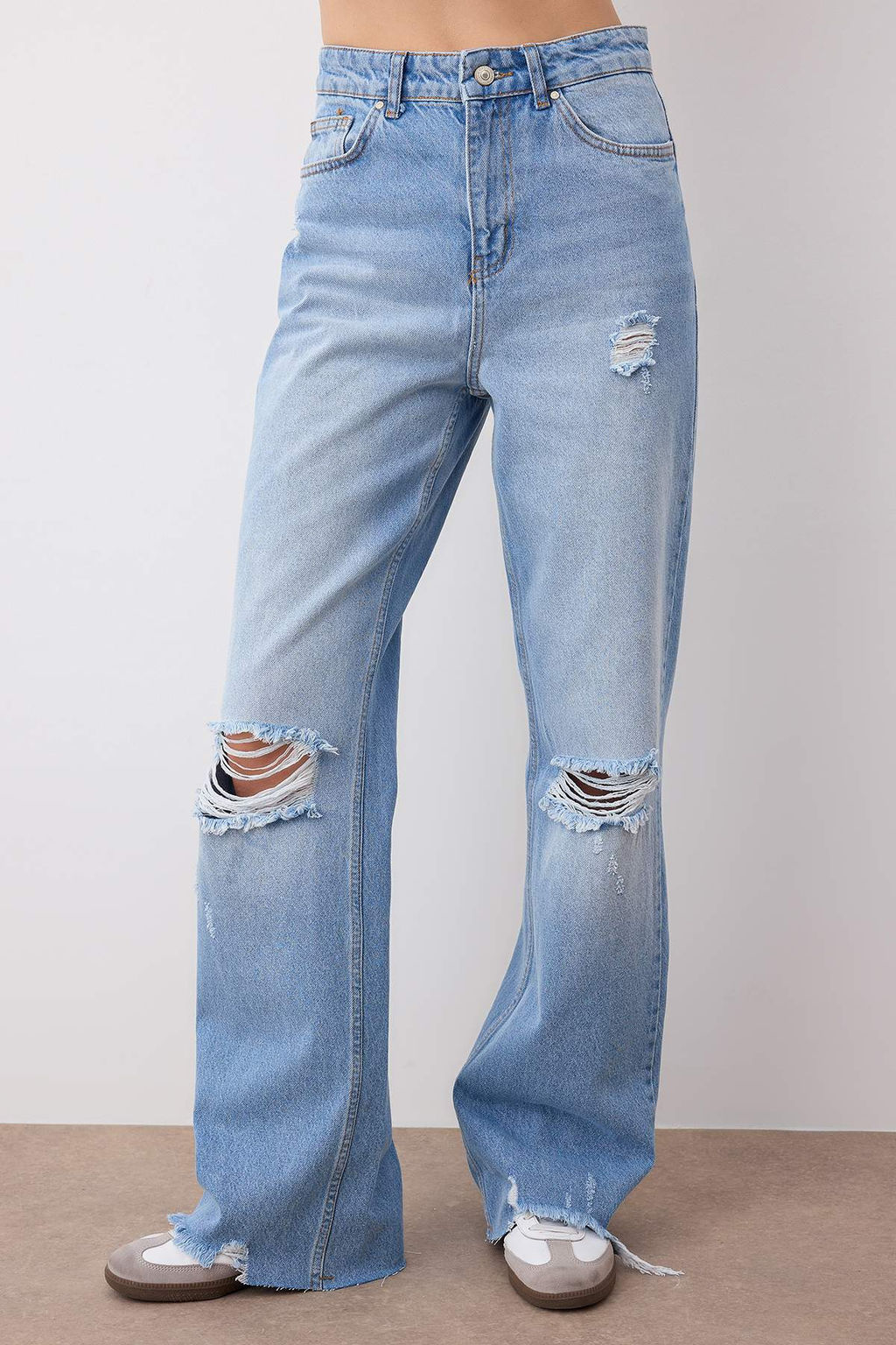 Mavi Y?rt?k Detayl? Yuksek Bel Wide Leg Jeans TWOAW26JE00200 - Trendyolmilla фото 3