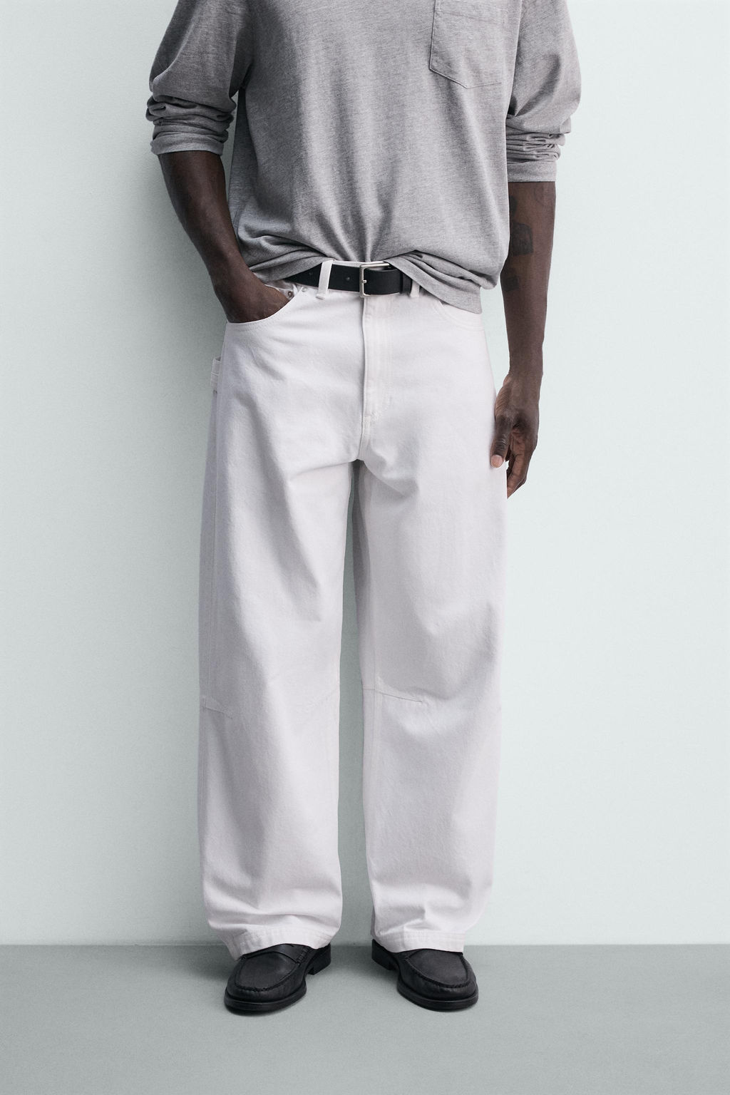PANTAL?N BARREL FIT / Blanco