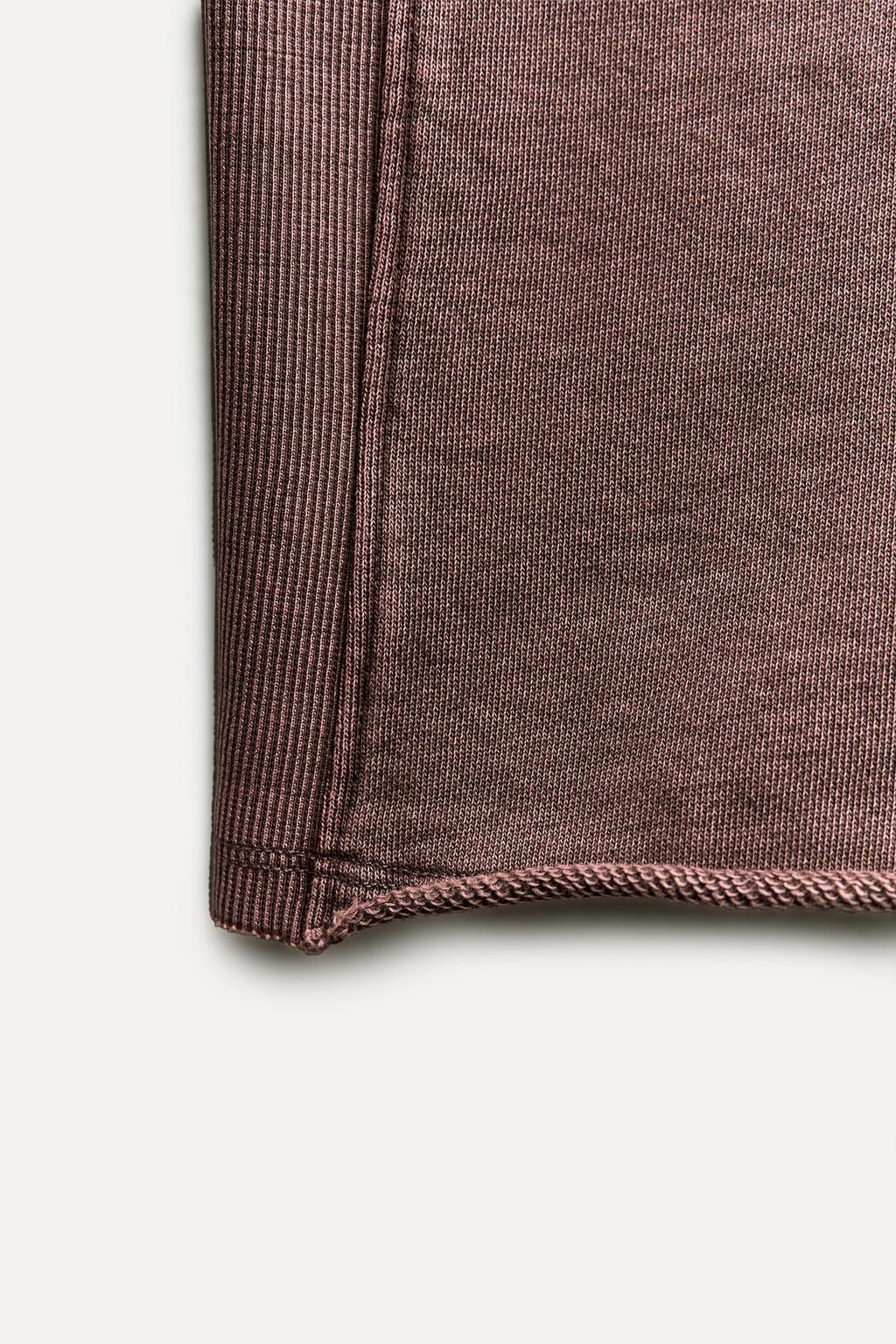 SHORT SLEEVE RIBBED PLUSH SWEATSHIRT - Zara фото 7