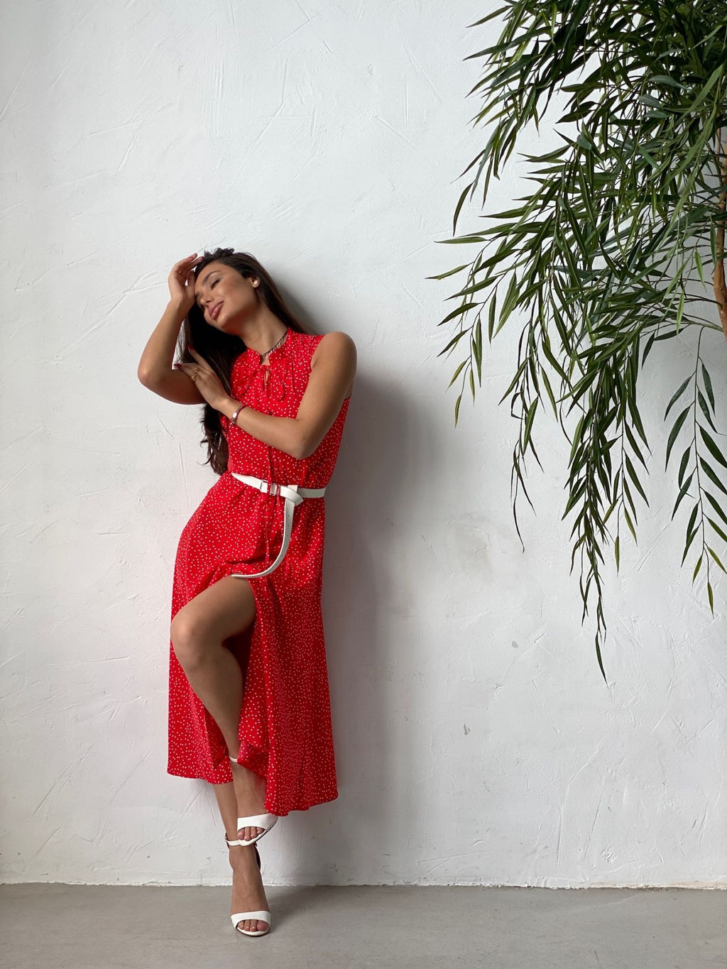 Платье, как из к/ф Красотка, красное в хаотичный горошек - Martichelli фото 42