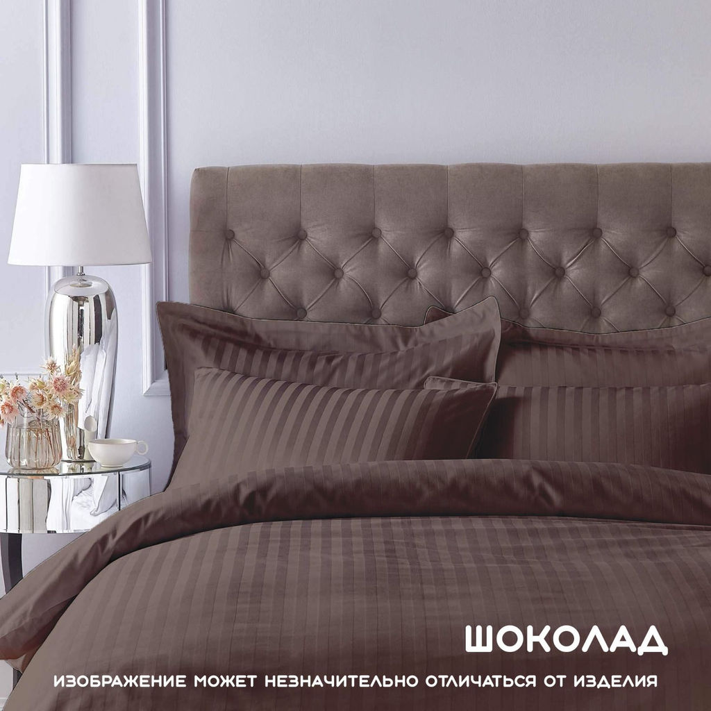 КПБ Страйп - сатин Графитовый 2,0-спальный - Хлопковый мир фото 7