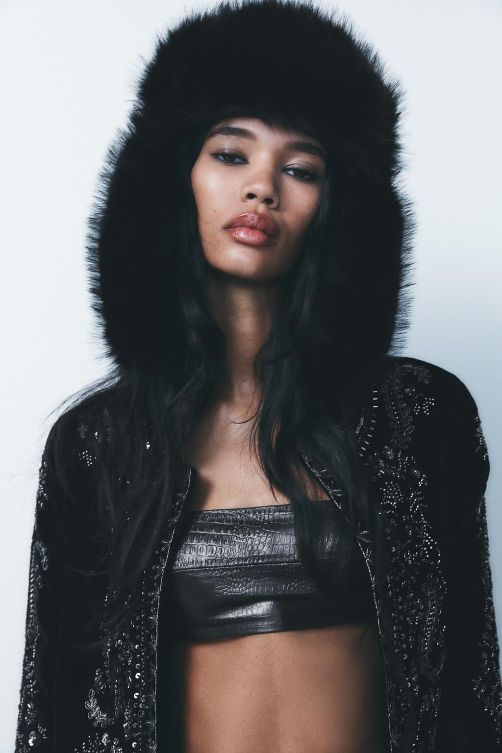 FAUX FUR AVIATOR HAT - Zara фото 8