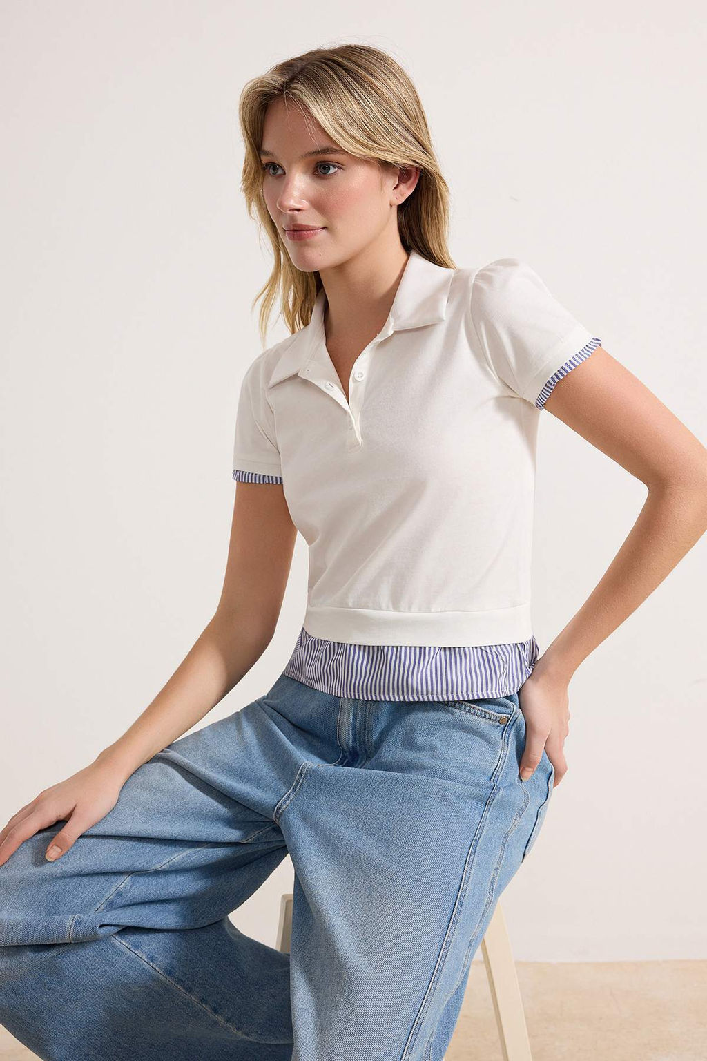 Bordo Regular/Normal Kal?p Polo Yaka Dokuma Detayl? Tok %100 Pamuk Orme Bluz TWOSS26BZ00263 - Trendyolmilla фото 6