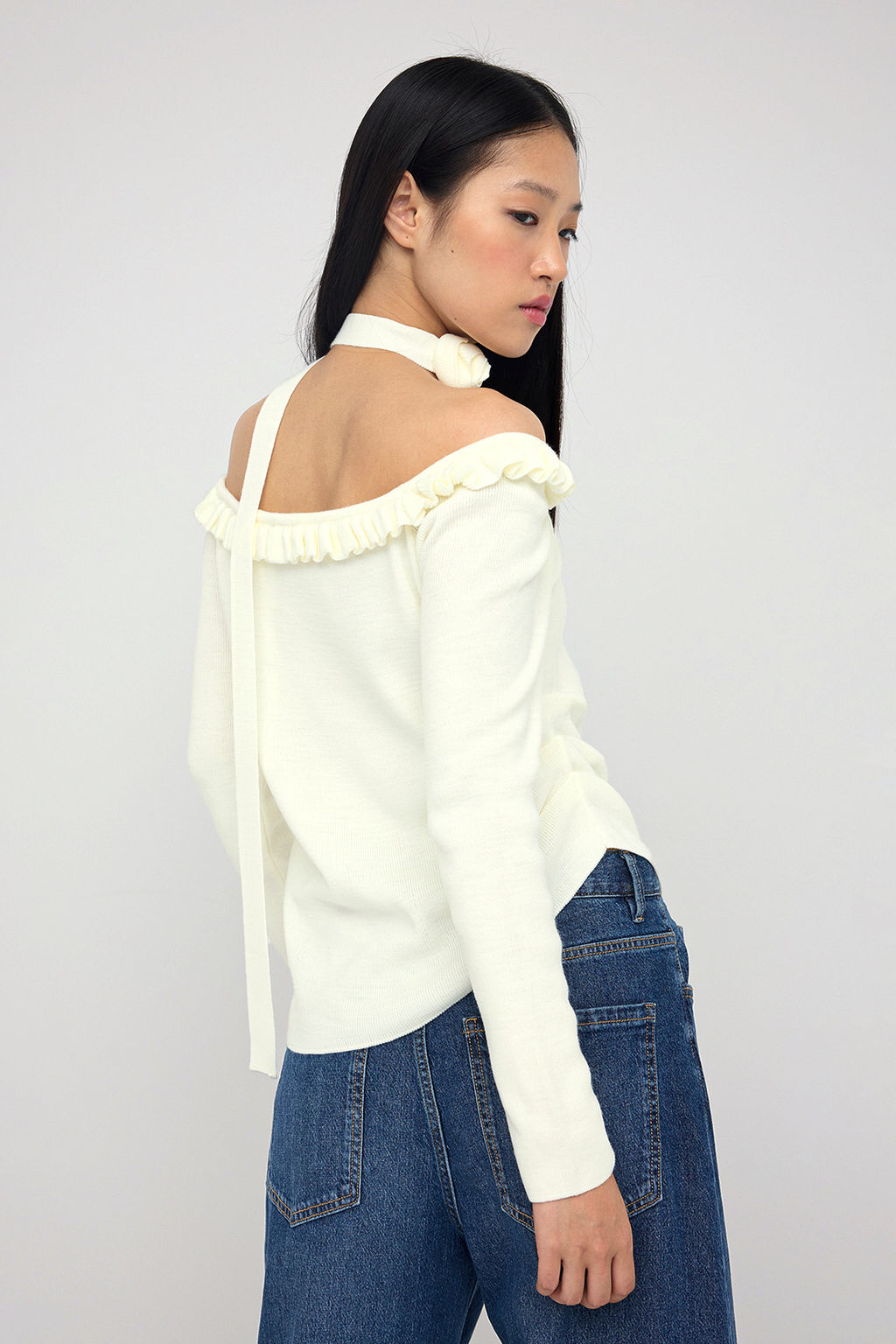 Teen Ekru Carmen Yaka Gullu Atk? Aksesuarl? Triko Body Kazak TWOAW26KZ00029 - Trendyolmilla фото 4
