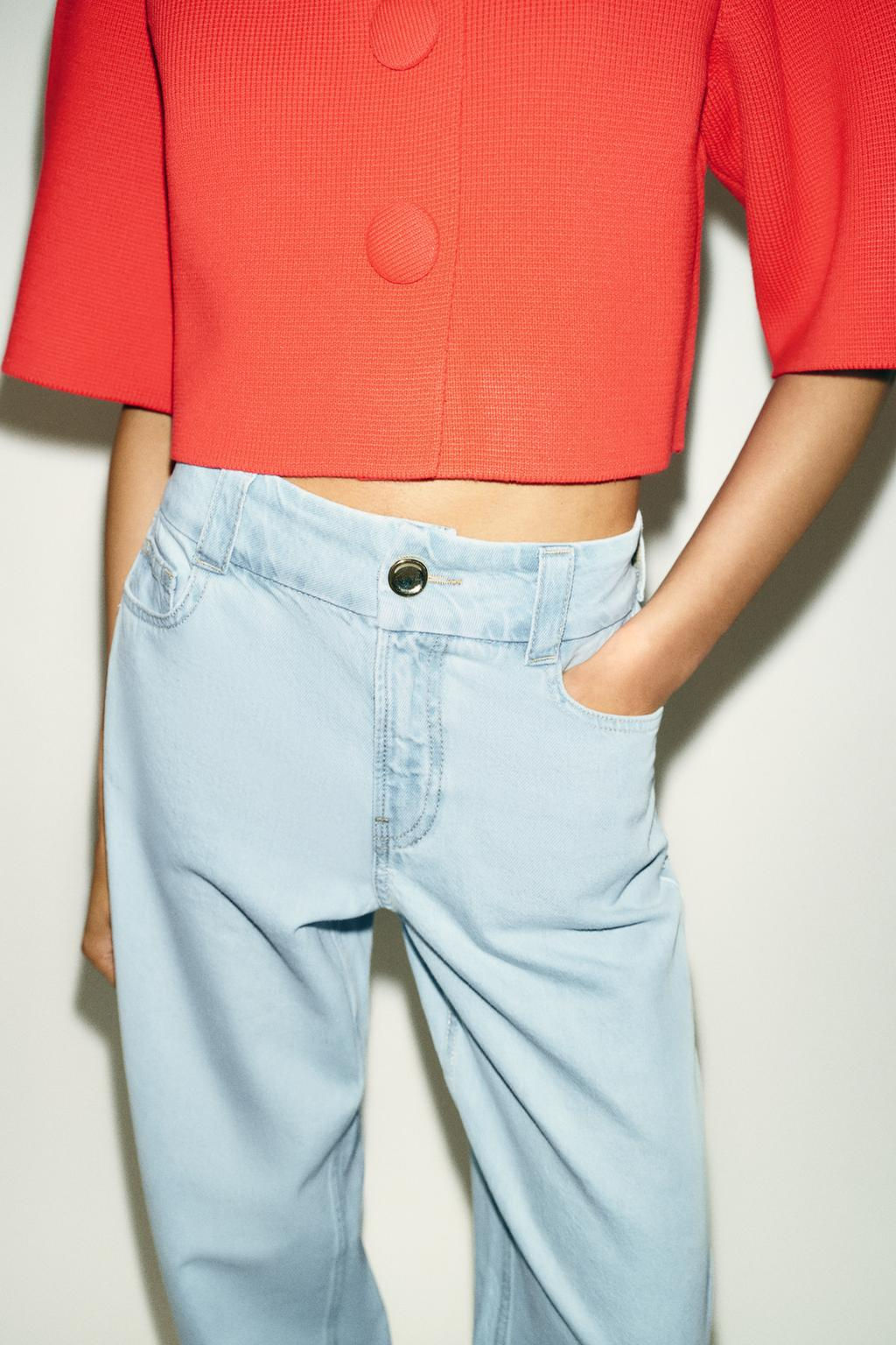 Z1975 WIDE WAIST HIGH-WAIST STRAIGHT JEANS - Zara фото 5