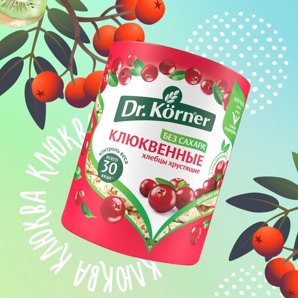 Цена за 2 шт.Хлебцы Злаковый коктейльклюквенный - Dr.korner фото 2