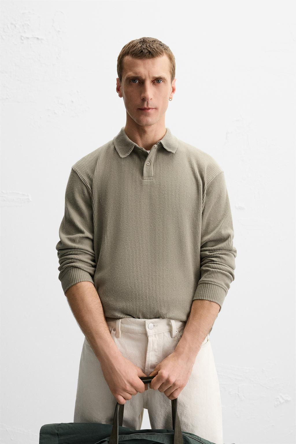TEXTURED RIBBED POLO SHIRT - Zara фото 11