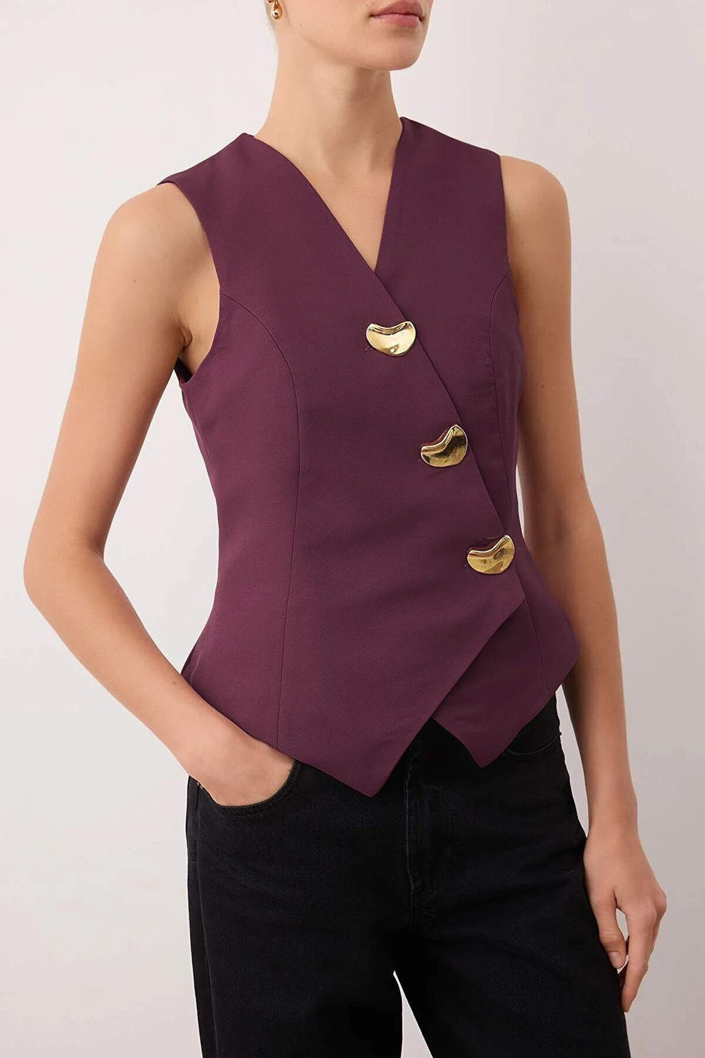 Siyah Dugme Aksesuarl? Astarl? Yelek TWOAW26YE00045 - Trendyolmilla фото 7