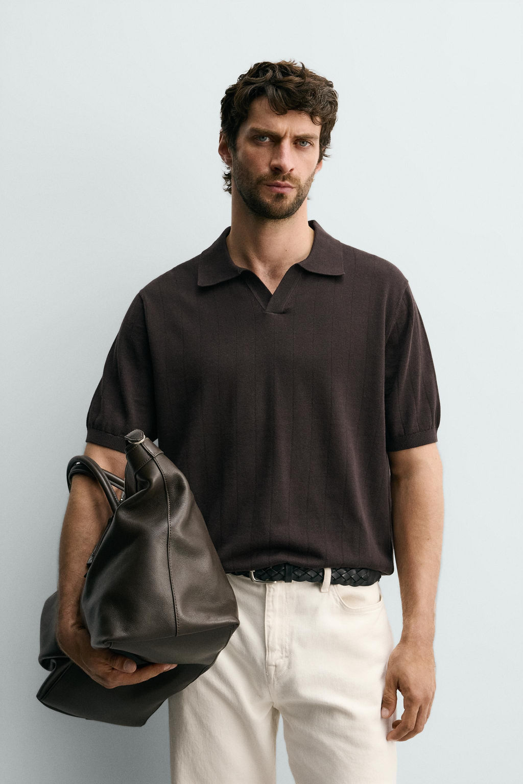 POLO PUNTO CANAL? REGULAR FIT / Chocolate - Zara фото 3