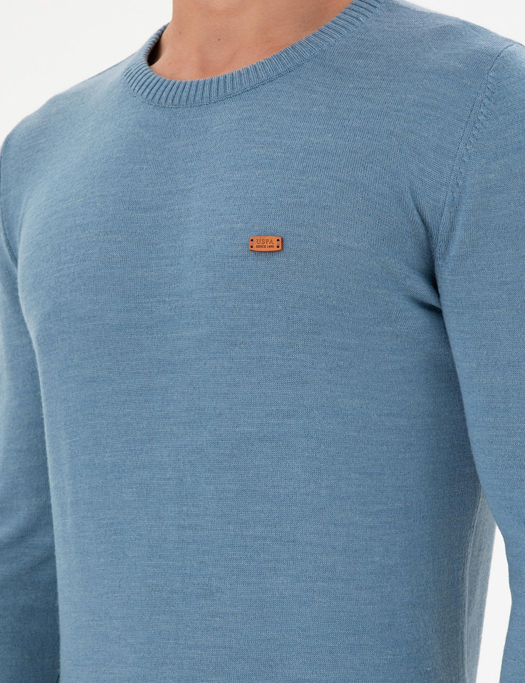 Erkek Slim Fit Bisiklet Yaka Mavi Kazak - U.s. polo assn фото 7