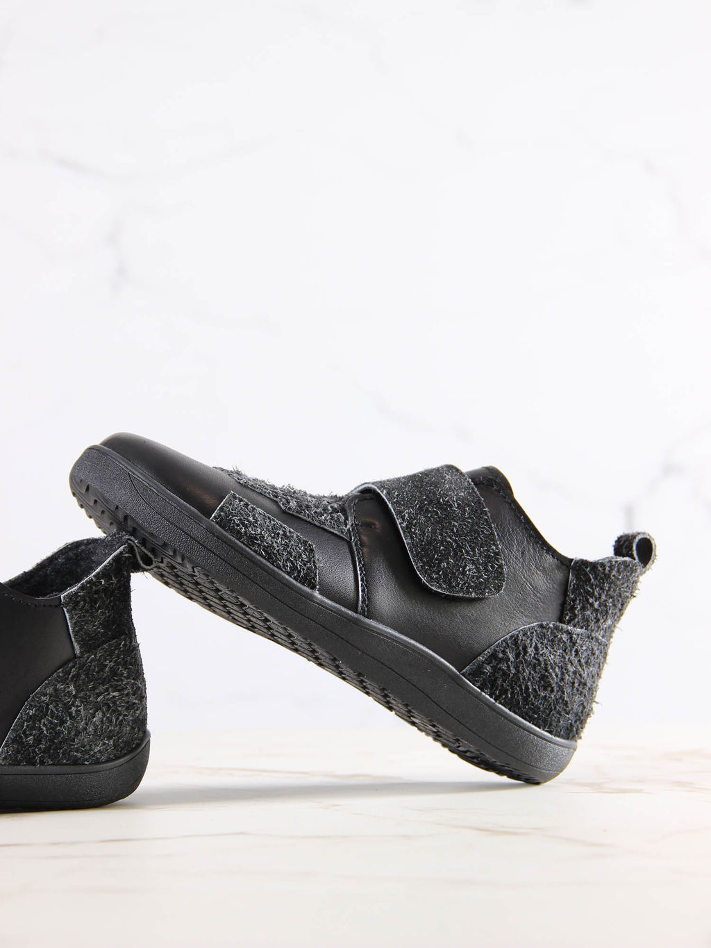 Босоногие ботинки 206.NATAbl.Черная кожа+черный джангл/Мех