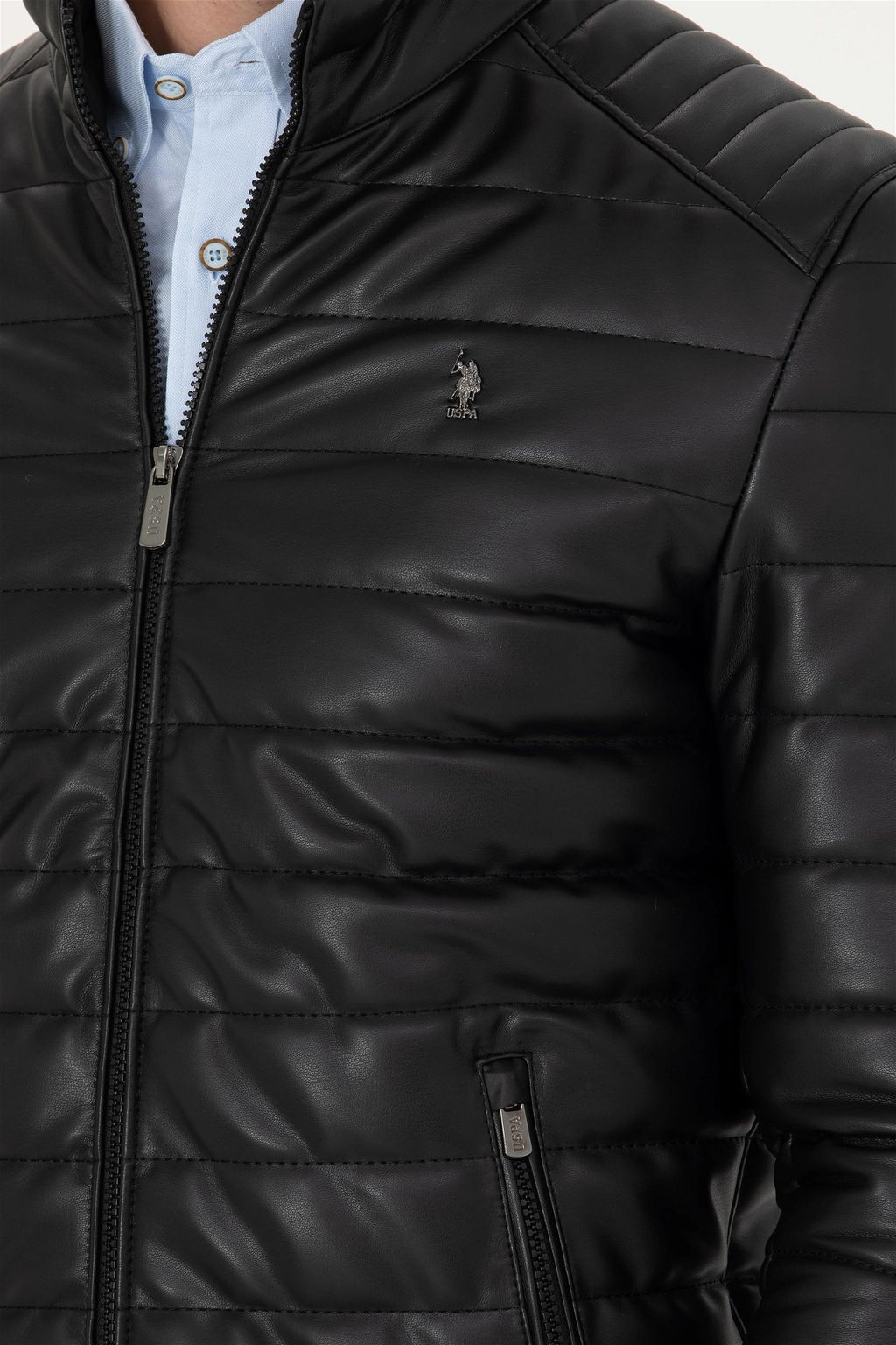 U. S. Polo Assn / Мужская черная кожаная куртка - U.s. polo assn фото 7