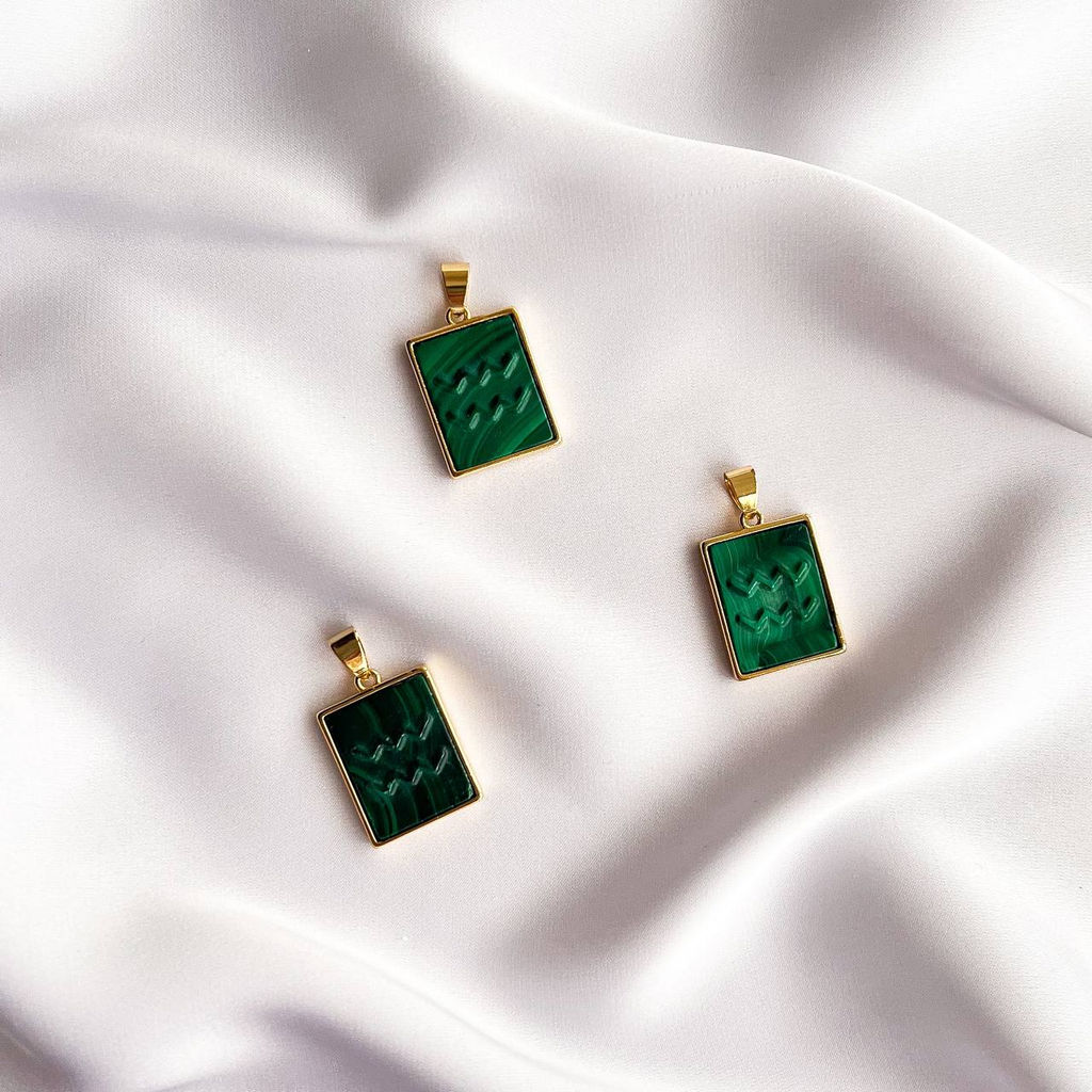 Кулон со знаком зодиака "Водолей" из Малахита