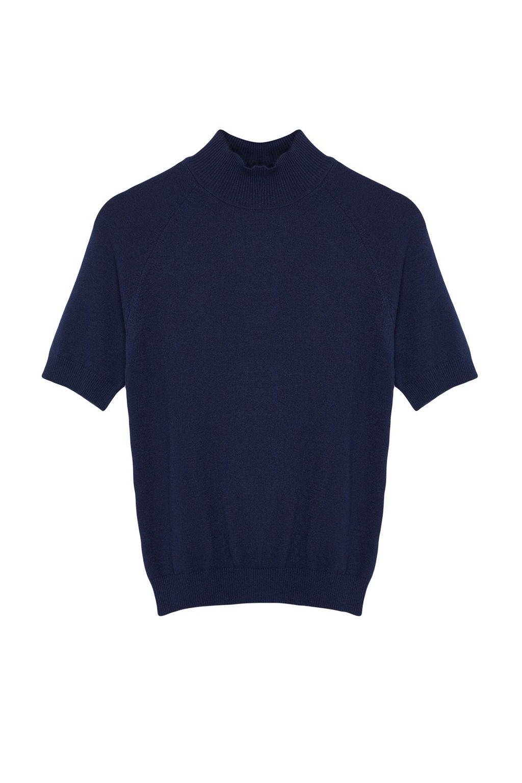 Lacivert Merserize Gorunumlu Premium Iplik/Ozel Iplik Basic Ince Triko Bluz TWOAW24BZ00005