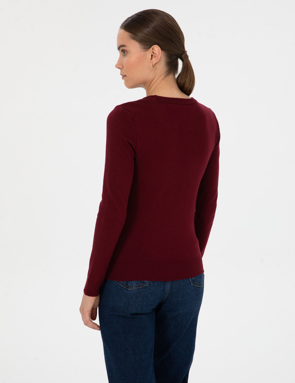 Vi_ne Slim Fit Bisiklet Yaka Basic Kazak