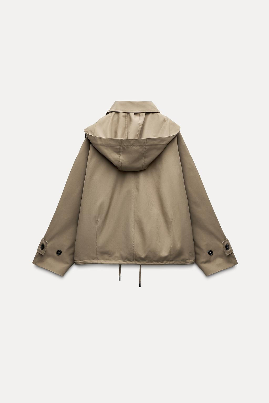 ZW COLLECTION SHORT HOODED TRENCH COAT - Zara фото 9