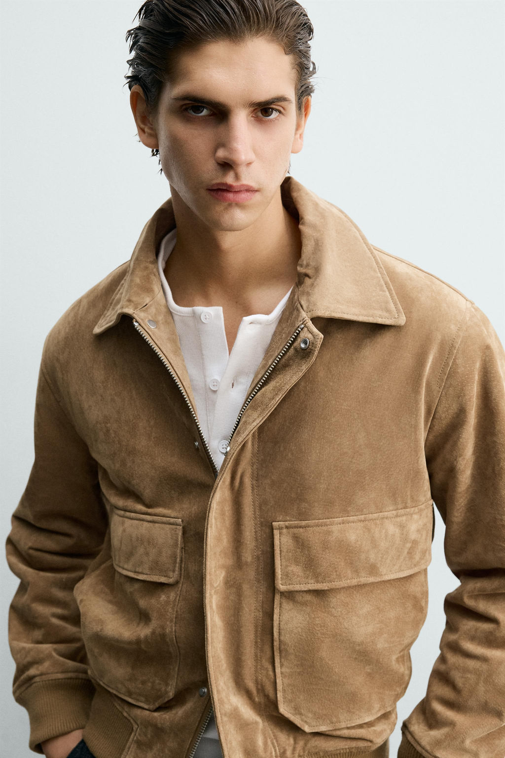 LEATHER AND SUEDE JACKET WITH FAUX SHEARLING - Zara фото 8