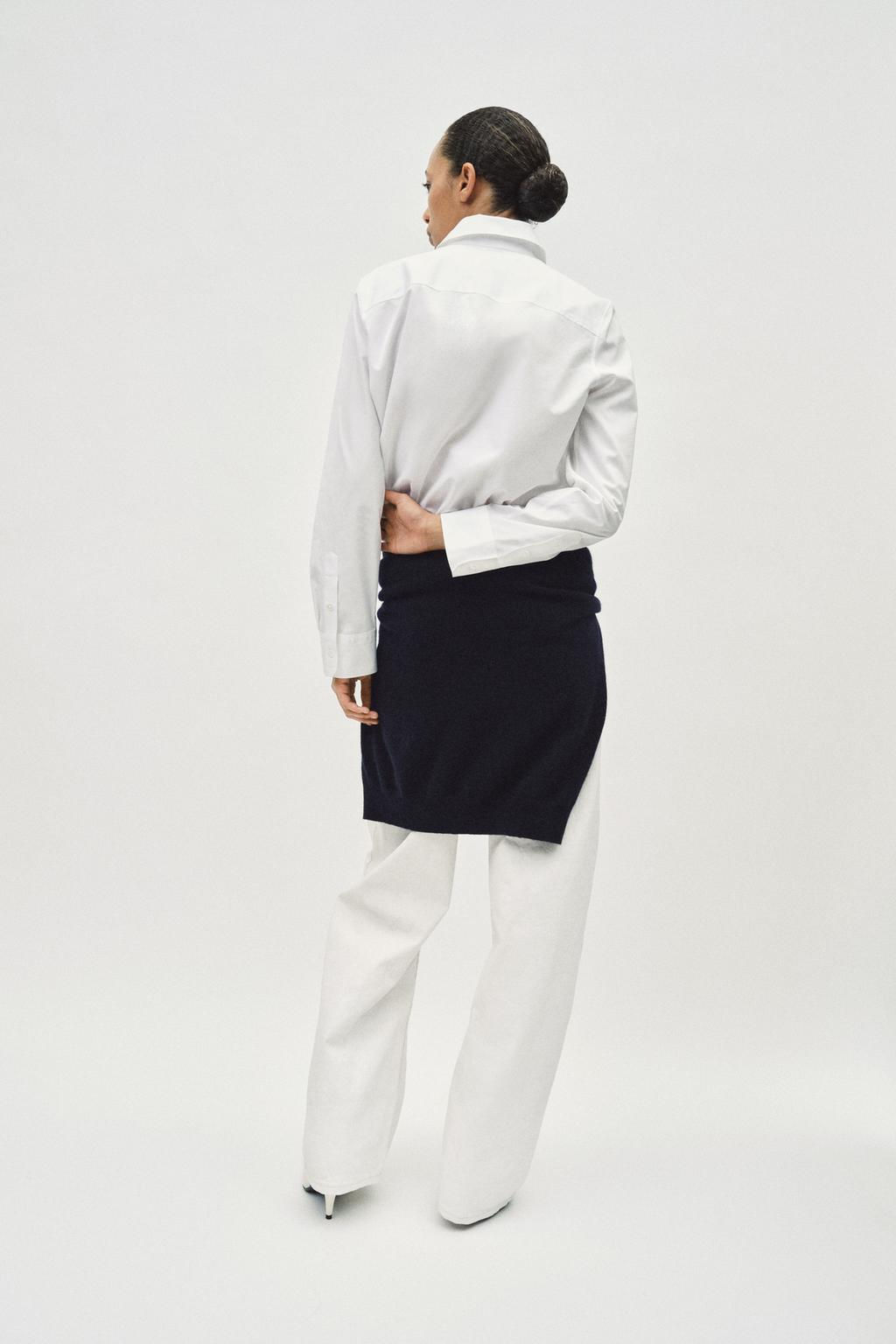 ZW COLLECTION TAPERED MID-WAIST WAXED CRACKLED JEANS - Zara фото 4