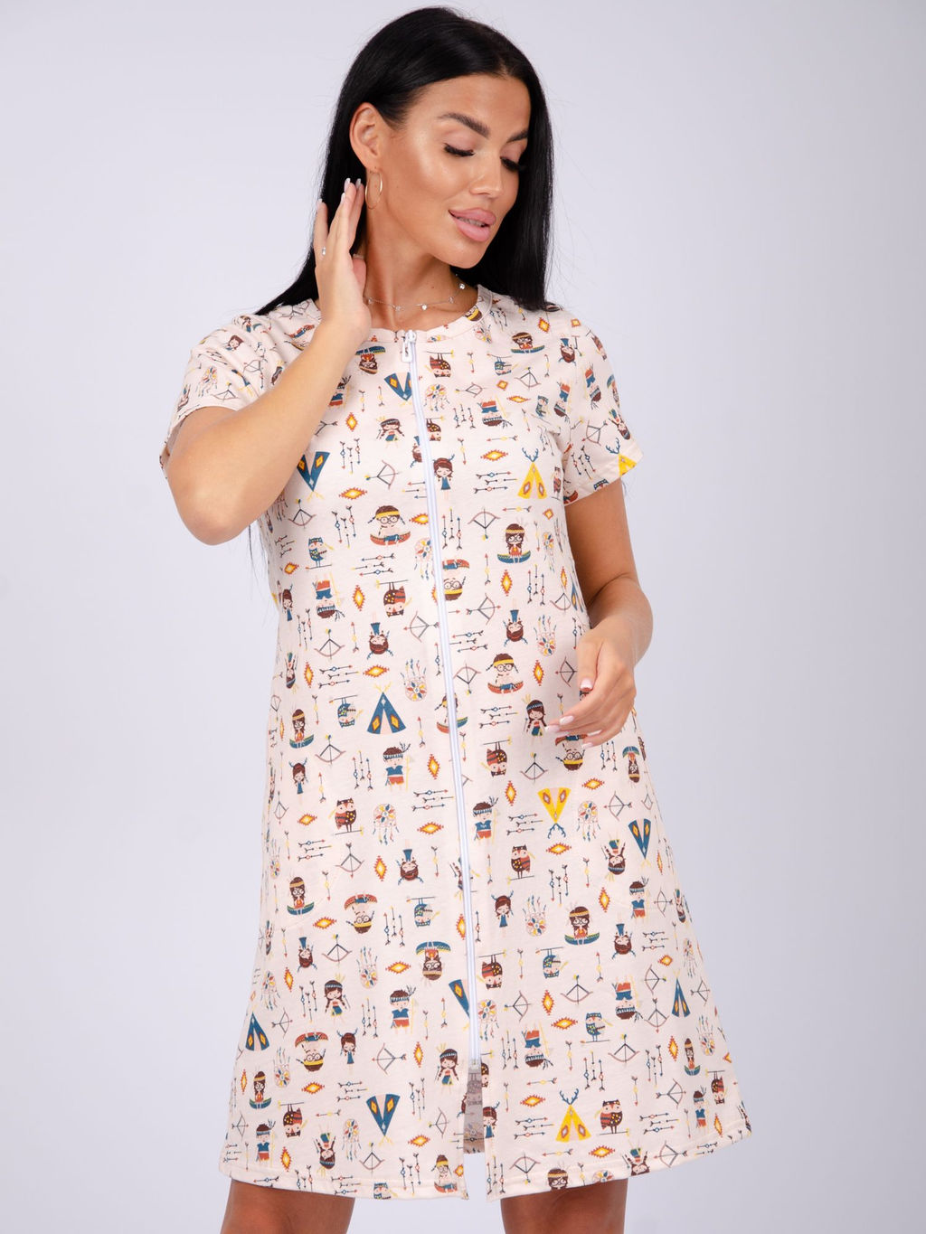 Халат Красотка 2 индейцы, трикотаж - Малина фото 5