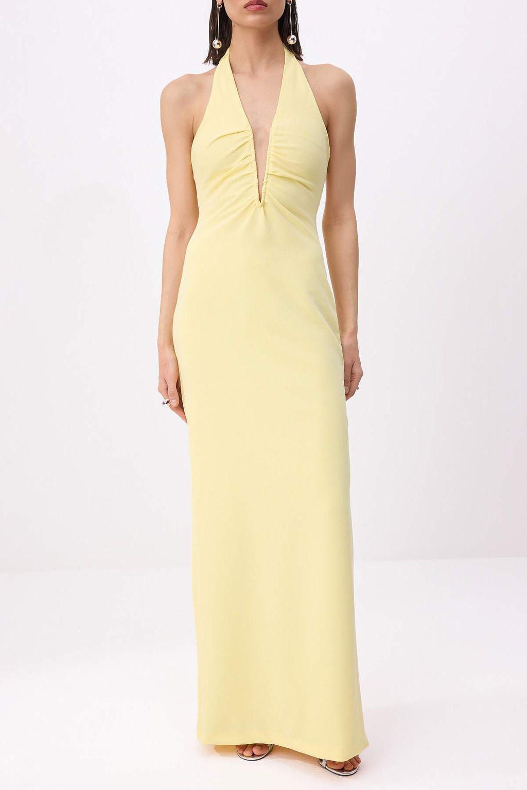 Sar? Derin V Yakal? Dokuma Maxi Abiye & Mezuniyet Elbisesi TPRSS26AE00077