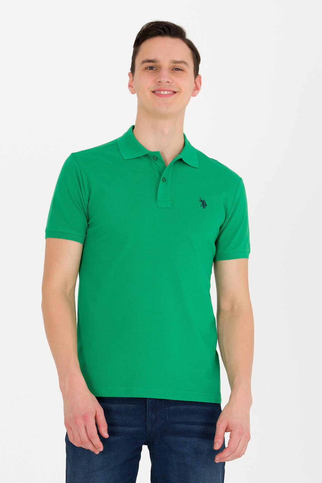 Мужская зеленая футболка с воротником поло Basic - U.s. polo assn фото 3