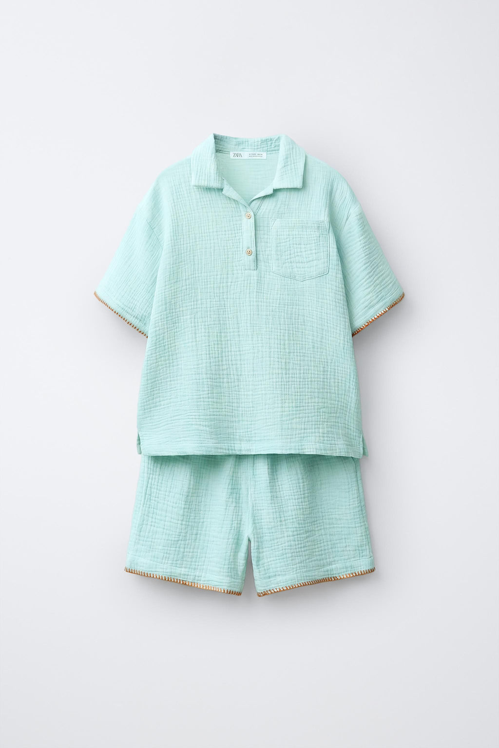 6-14 A?OS/ PIJAMA TEXTURA BOLSILLO / Verde agua - Zara фото 3