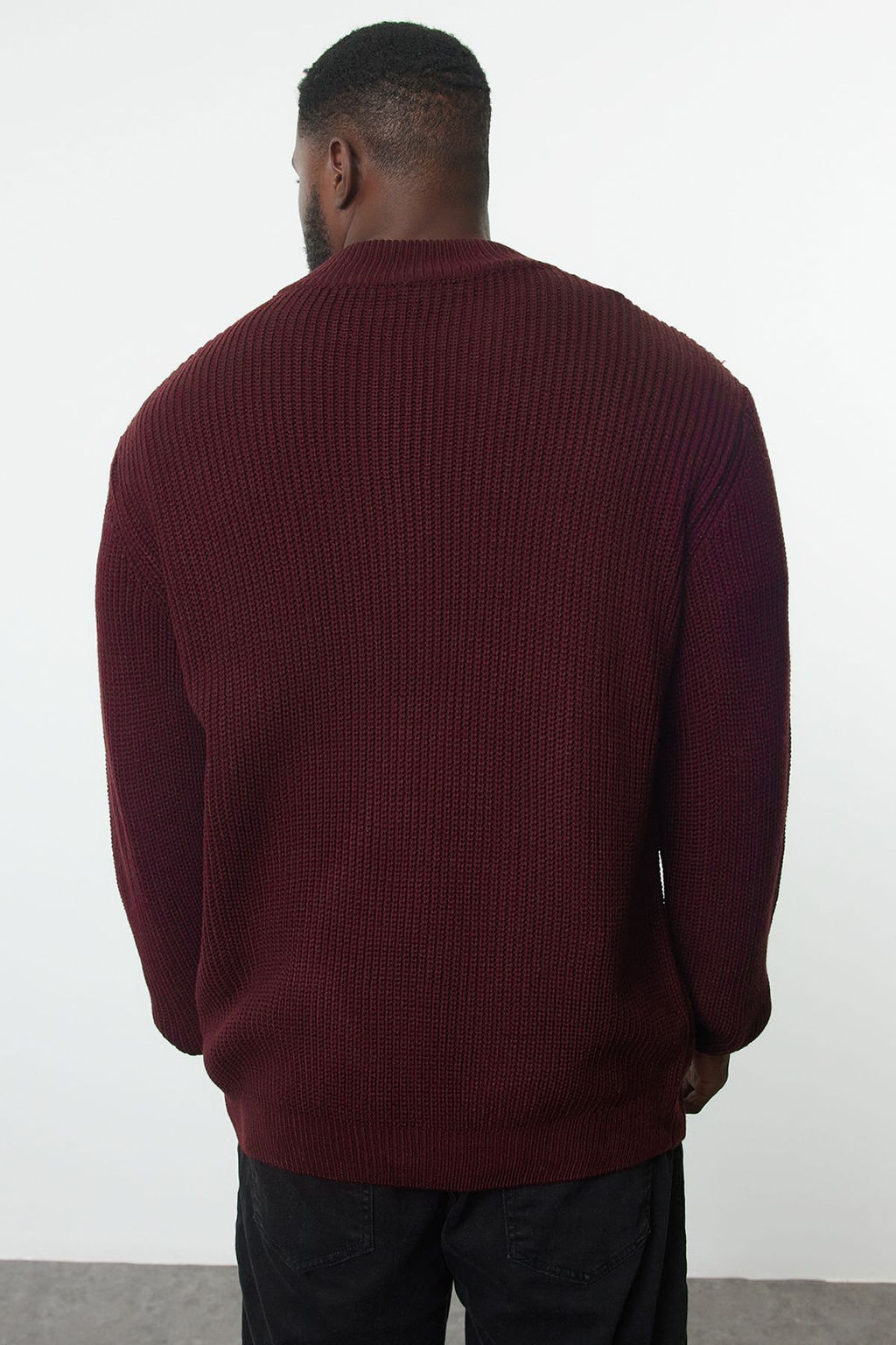 TRENDYOL MAN Bordo Regular Yar?m Bal?kc? Yaka Duz Triko Buyuk Beden Kazak TMNAW24AN00008 - Trendyolmilla фото 16