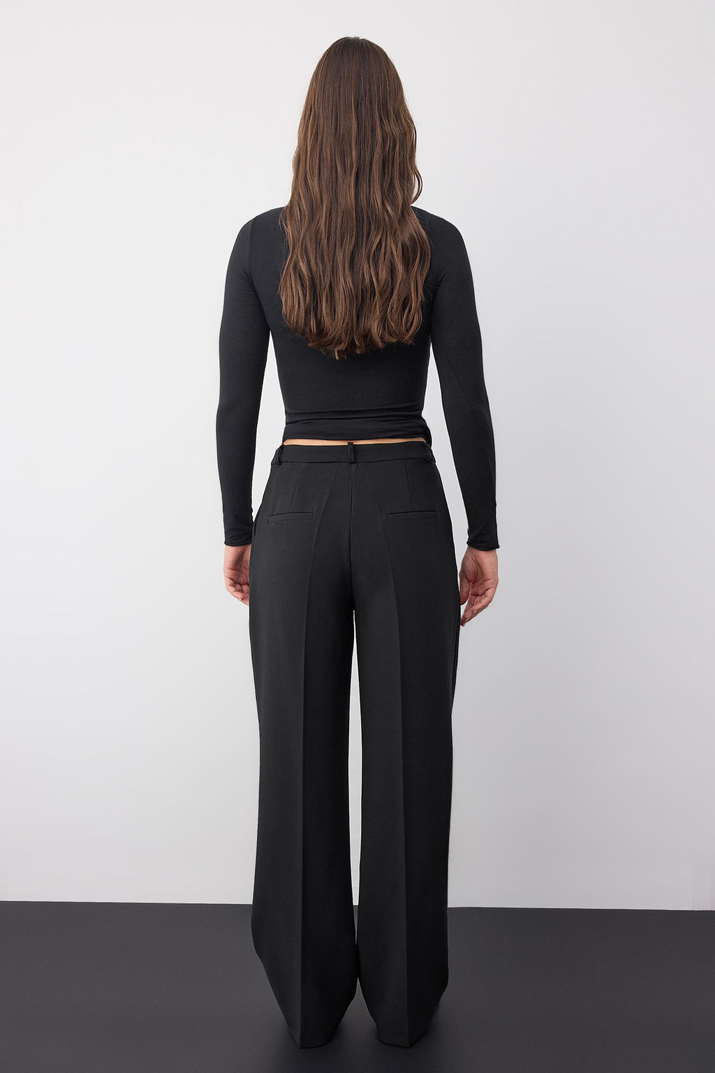 Wardrobe Essentials Koyu Kahverengi Icten Bel Ayarlamal? Genis Paca Pantolon | TWOAW26PL00028 - Trendyolmilla фото 5