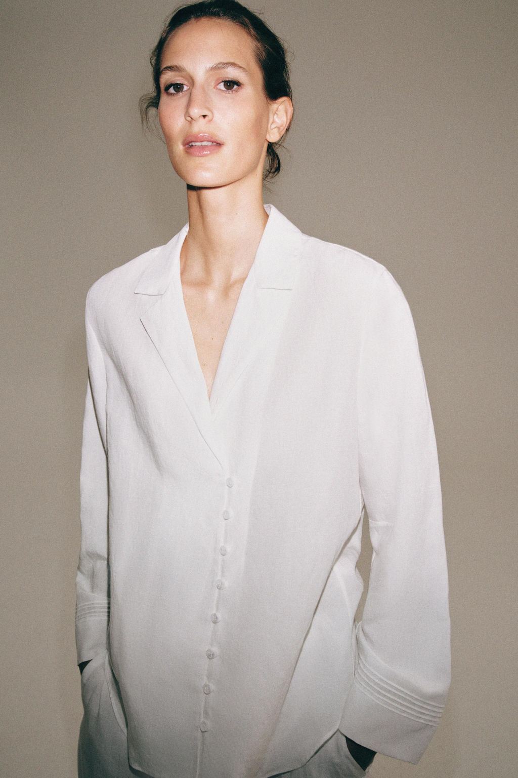 CAMISA BOTONES ZW COLLECTION / Blanco - Zara фото 4
