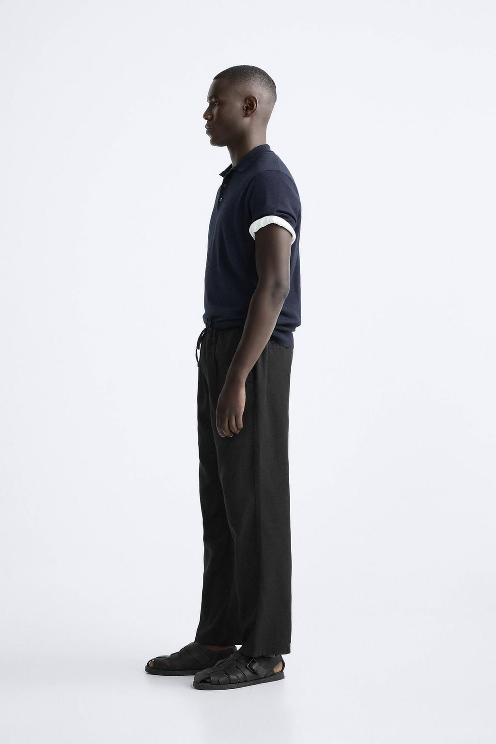 PLEATED COTTON - LINEN TROUSERS - Zara фото 14