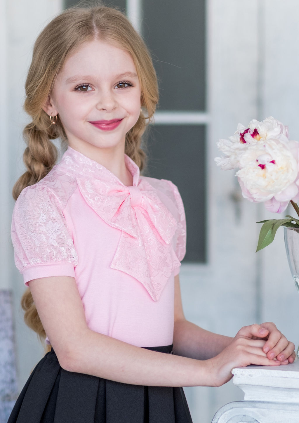 Ирма, блузка трикотажная розовый/128-64-57 - Alolika фото 3