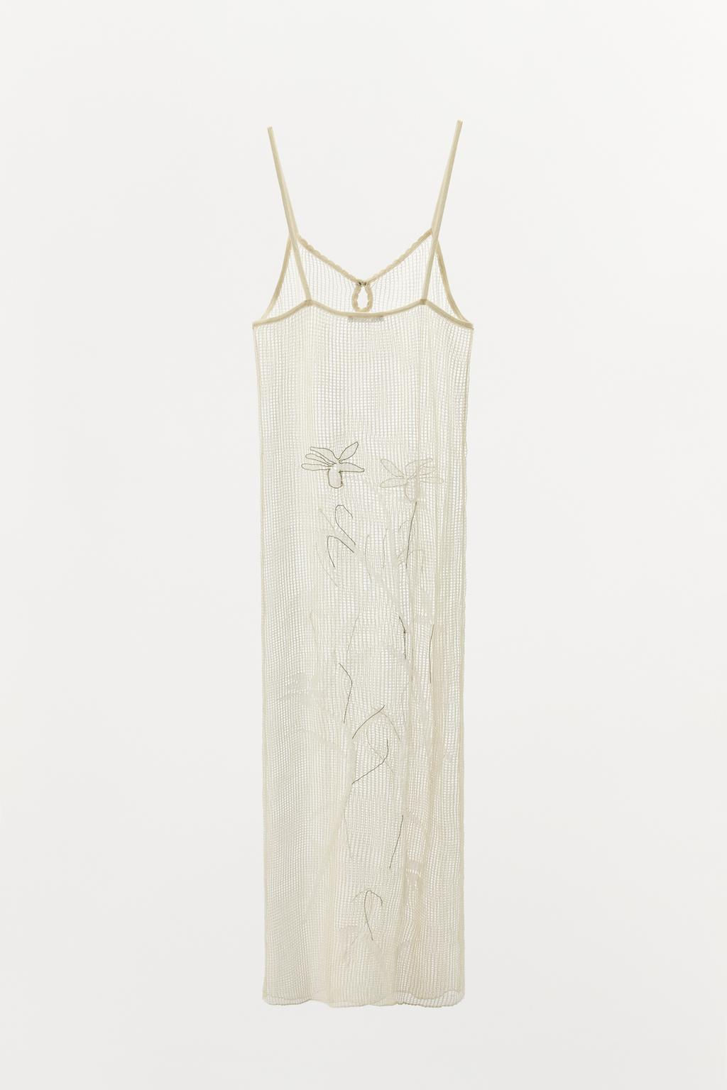 SEMI-SHEER CHUNKY KNIT LACE DRESS - Zara фото 7