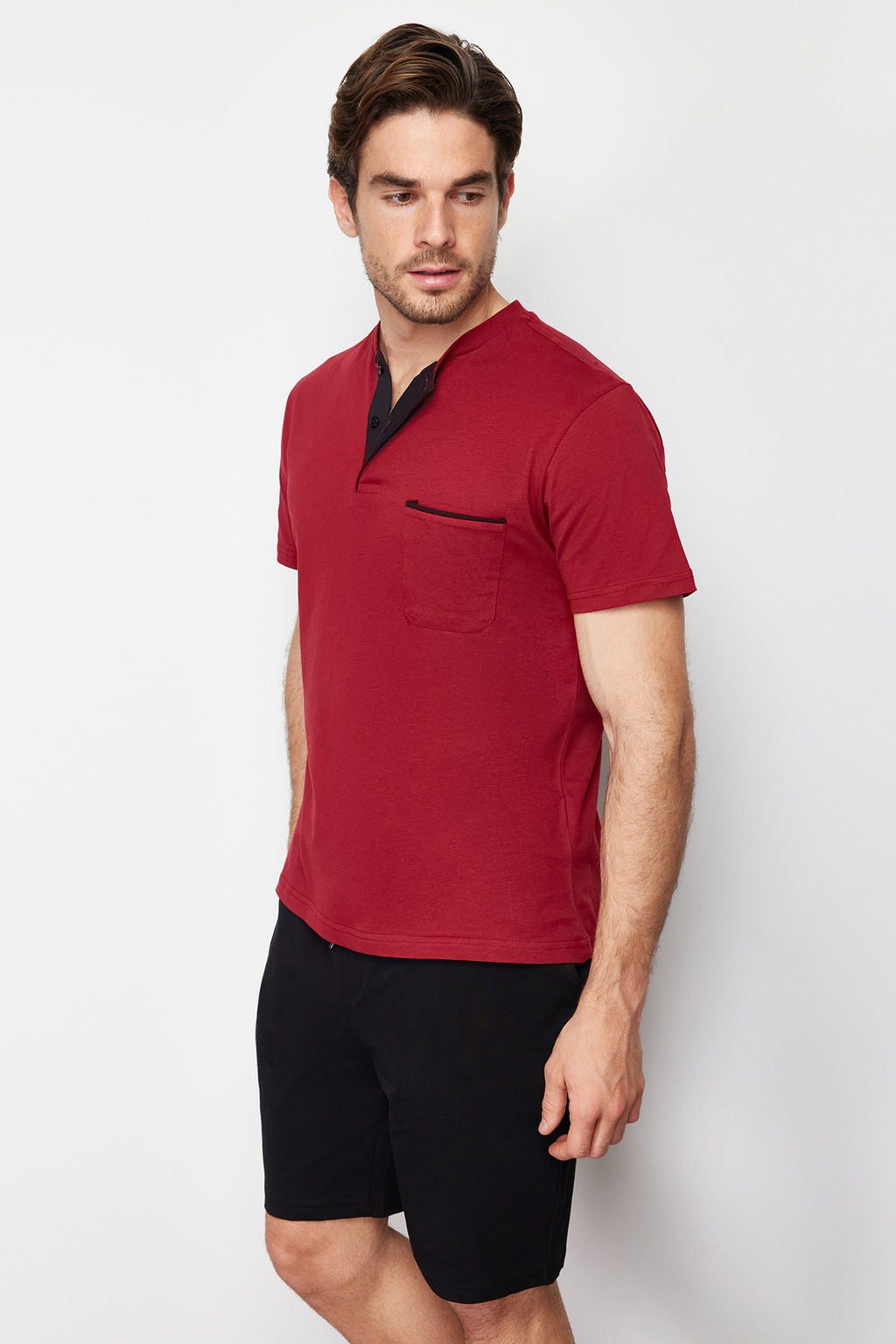 TRENDYOL MAN Bordo Orme Sortlu Pijama Tak?m? TMNSS24PT00019 - Trendyolmilla фото 3